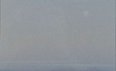 La luna e le linee del mare, 2007, olio su tavola