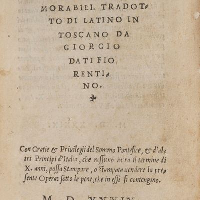 De i detti et fatti memorabili, 1539