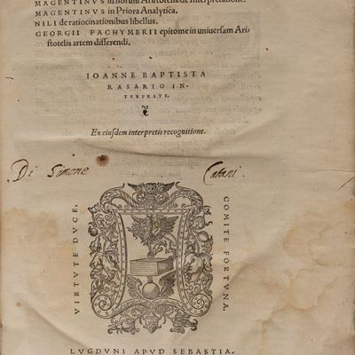 Ammonius in Porphyrii Institutionem, 1547, edito da Sebastianus Gryphius