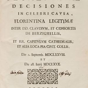 Sacra Rota - Firenze - Almae Rotae Florentinae Decisiones in celebri causa