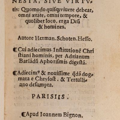 Vita Honesta Sive Virtutis, 1539