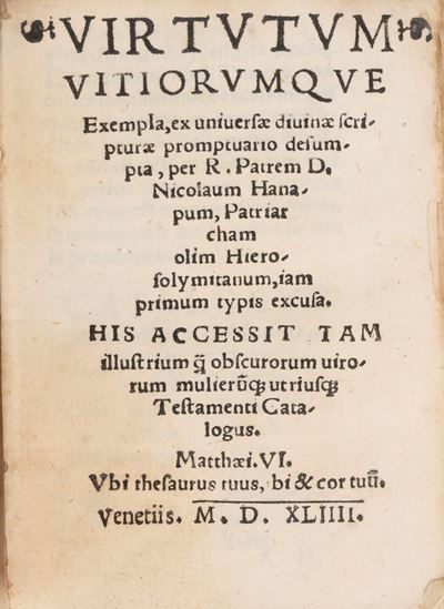 Anonimo, Virtutum Vitiorumque Exempla, 1544