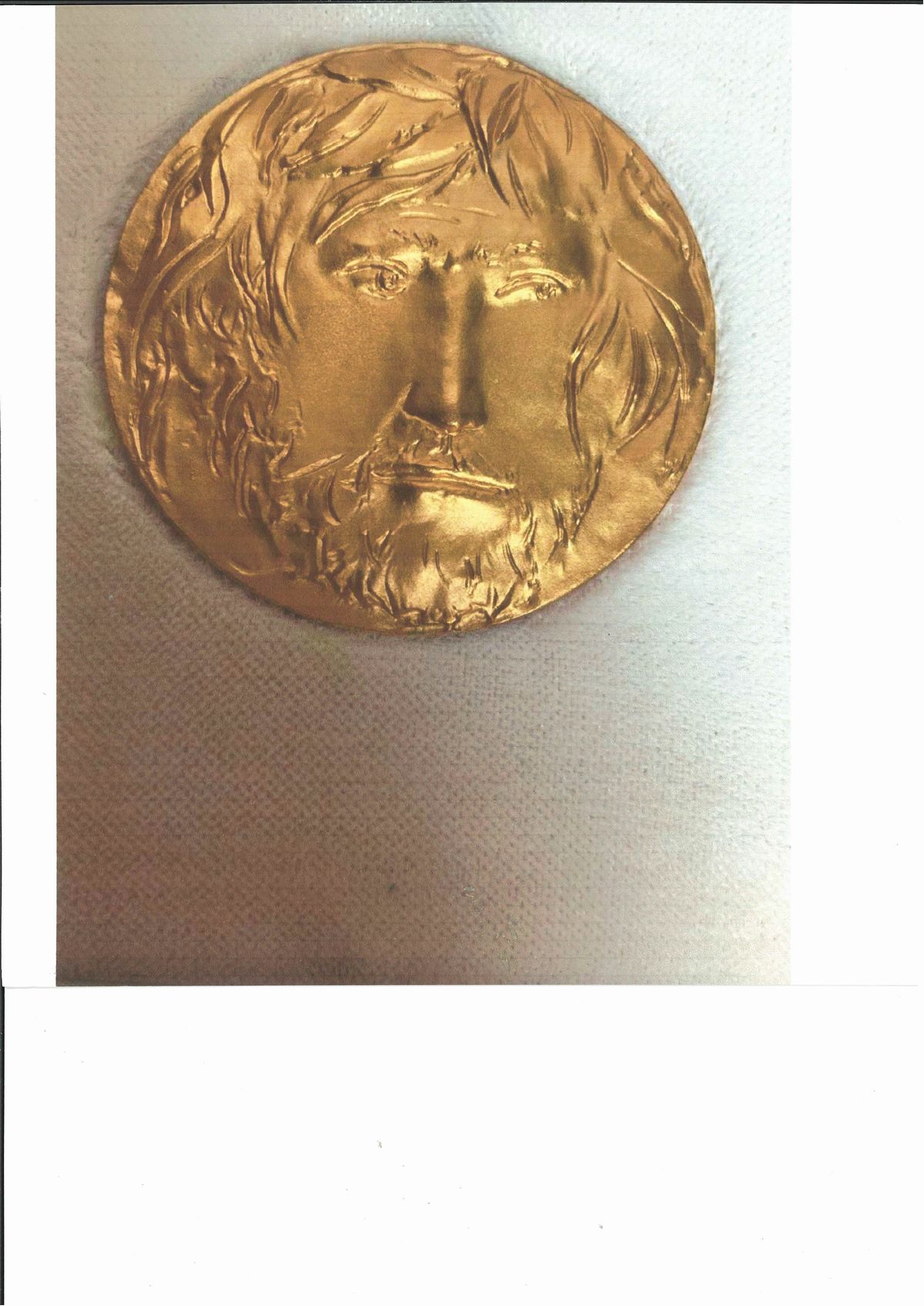 Giacomo Manzù - Medaglia in oro giallo 18k raffigurante il volto di Ulisse