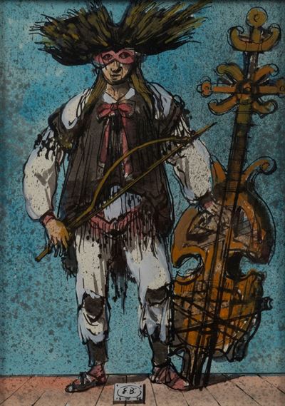 Costume teatrale, tecnica mista su carta