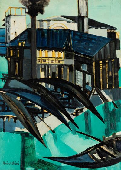 Gondole a Venezia, olio su tela