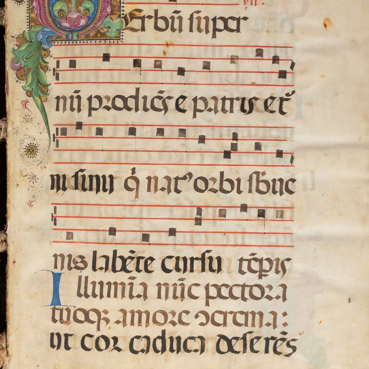 Antifonario-Innario, manoscritto su pergamena con decorazioni miniate, 1480