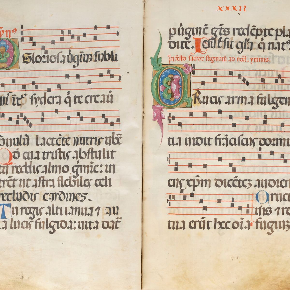 Antifonario-Innario, manoscritto su pergamena con decorazioni miniate, 1480