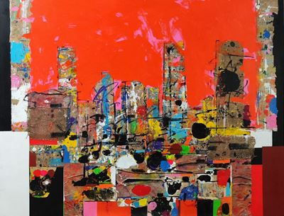 La città, olio su tela, 90 x 120 cm, 2022