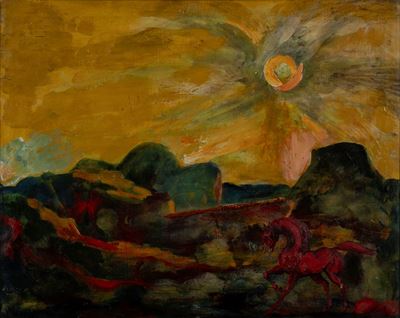 Nuraghe, olio su tela, 1955, cm 40 x 51