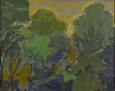 Paesaggio, olio su tela, cm 40 x 50, 1981