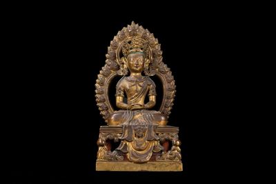 Buddha Amitayus, Scultura in bronzo dorato, Cina, Qianlong, 1770