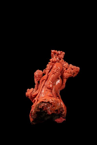 Scultura in corallo, Shoulao con tre cervi