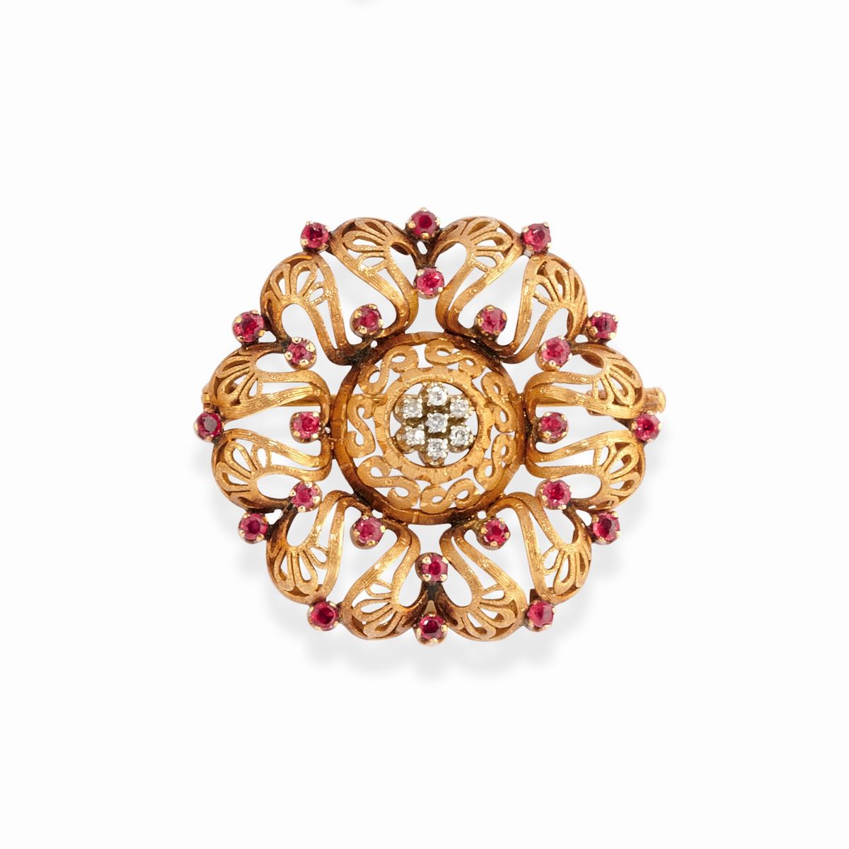 Due spille in oro giallo 18k con gemme