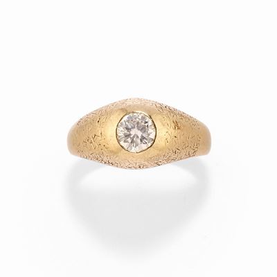 Anello, Diamante taglio brillante in oro giallo 18k