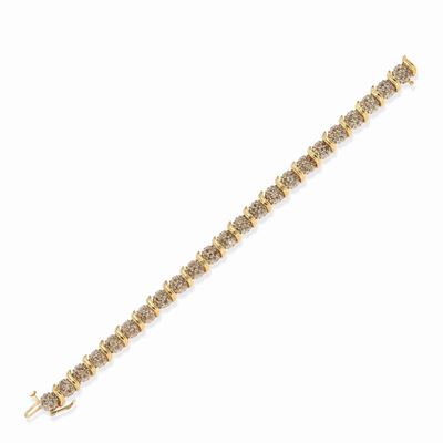 Bracciale in oro bicolore 14k con diamanti, circa 3,00 ct