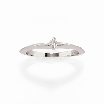Anello con diamante, Oro bianco 18k, ct 0,06