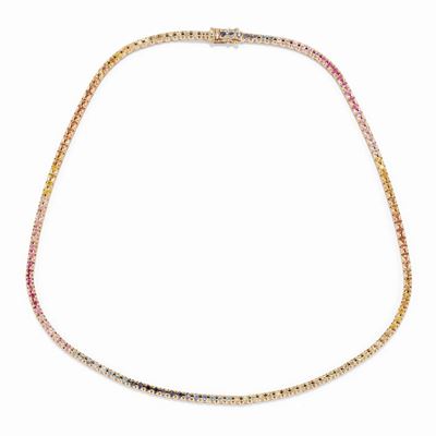 Collana "Rainbow", in oro rosa 18k con zaffiri multicolori