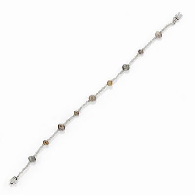 Bracciale in oro bianco 18k con diamanti incolori e colorati, ct 18,00