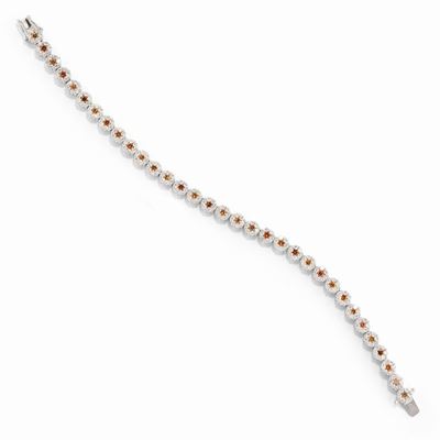 Bracciale tennis, oro bianco 18k con diamanti incolore e brown