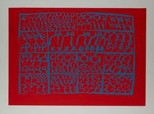Composizione rosso e azzurro