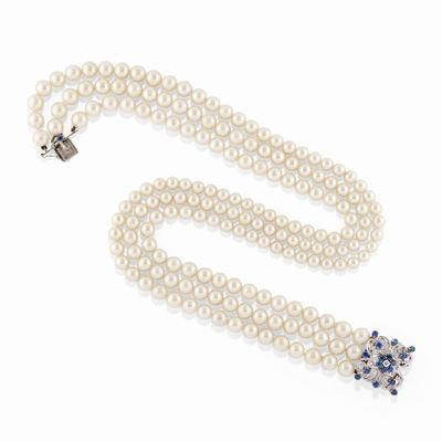 Collana in oro bianco 18k con perle coltivate giapponesi