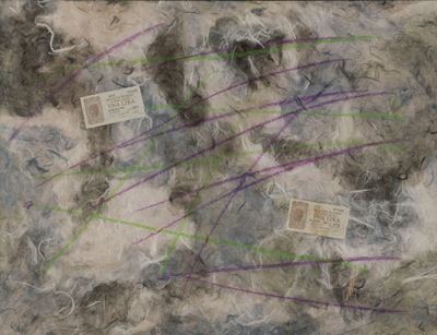 La Lira, collage e pastello su carta japon