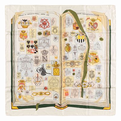 Lise Coutin, Foulard Chiffres et Monogrammes, seta su fondo color panna, 1986