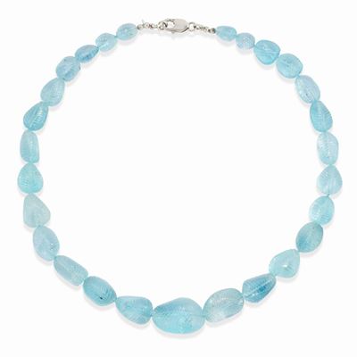 Collana in argento 925 con topazi azzurri incisati