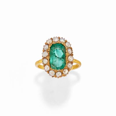 Anello con smeraldo colombiano, oro giallo 18k, circa 2,60 ct