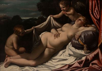Giovanni Lanfranco, Venere dormiente con due amorini, olio su tela