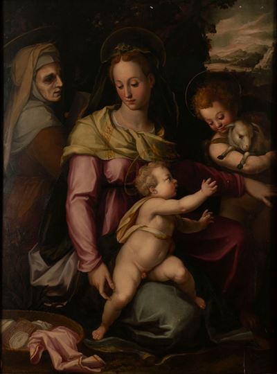 Madonna con Bambino, Sant'Anna e San Giovannino, olio su tavola