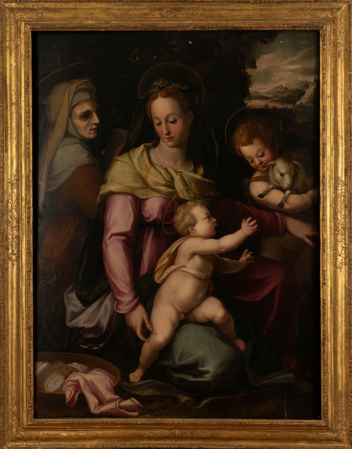 Giovanni Maria Butteri - Madonna con Bambino, Sant'Anna e San Giovannino, olio su tavola