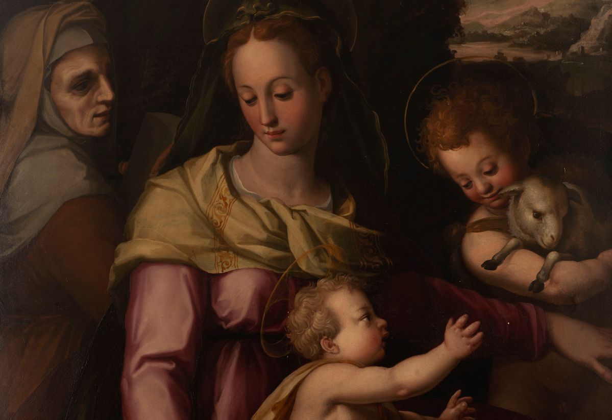 Giovanni Maria Butteri - Madonna con Bambino, Sant'Anna e San Giovannino, olio su tavola