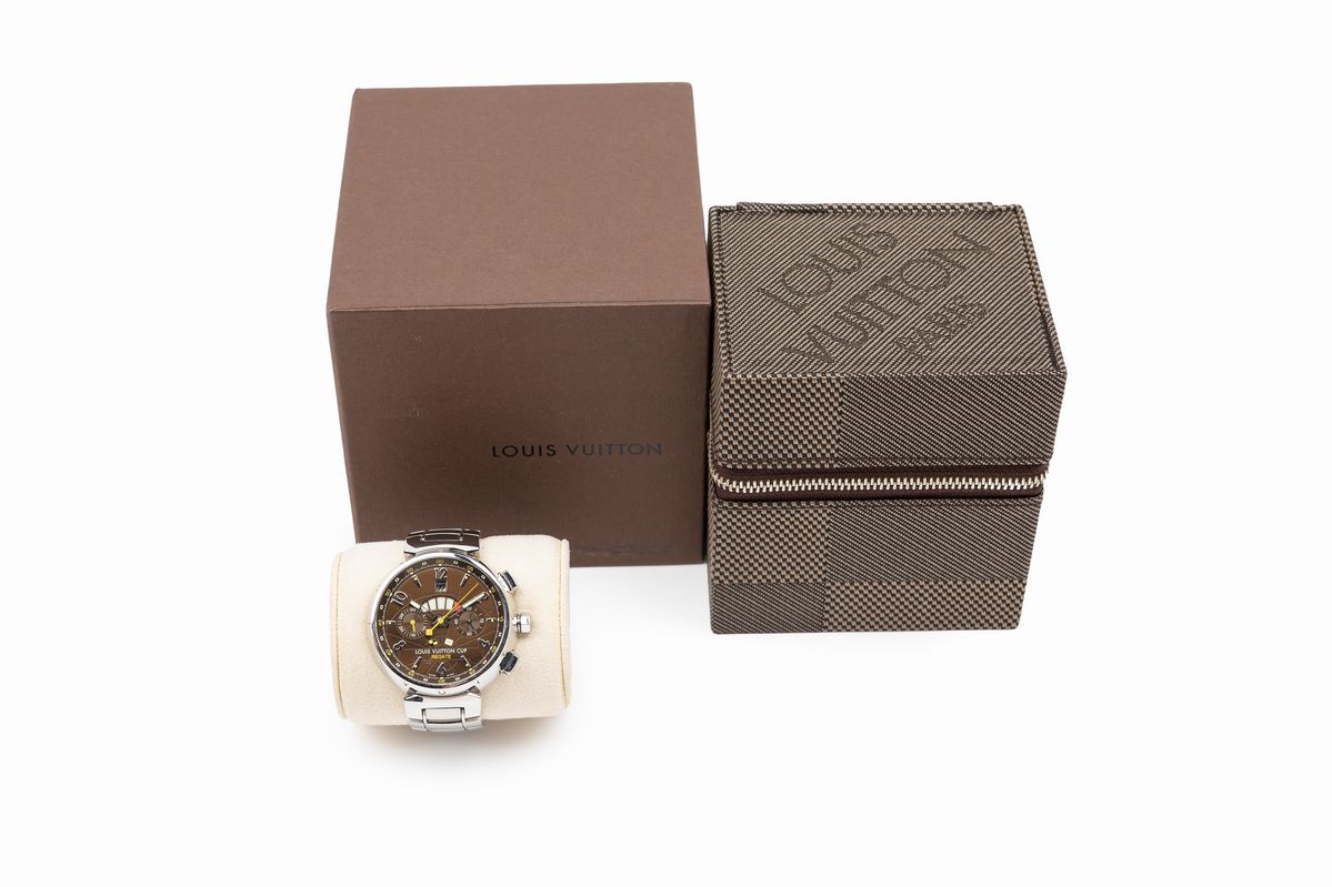 Louis Vuitton - Orologio Tambour XL LV Cup Regate in acciaio con vetro zaffiro, Ø 44 mm
