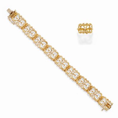 Demi parure in oro giallo 18k con zirconi