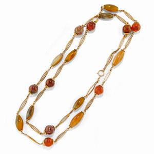 Collana in oro bassa caratura e pietre dure