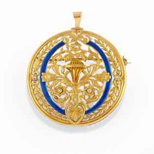 Spilla pendente con smalti