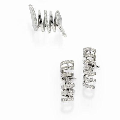 Demi-parure in oro bianco 18k con diamanti taglio brillante