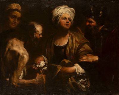 Scuola genovese, Santa Rosa da Viterbo e il miracolo delle rose, olio su tela