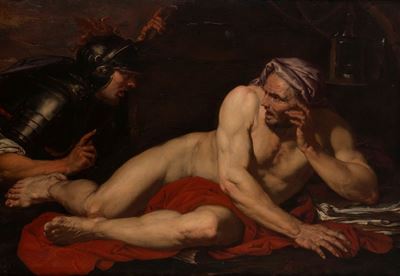 Diogene e Alessandro Magno, olio su tela