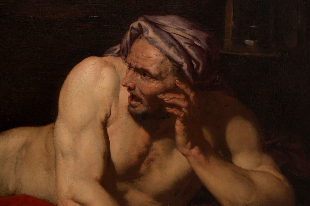 Giovanni Battista Langetti - Diogene e Alessandro Magno, olio su tela