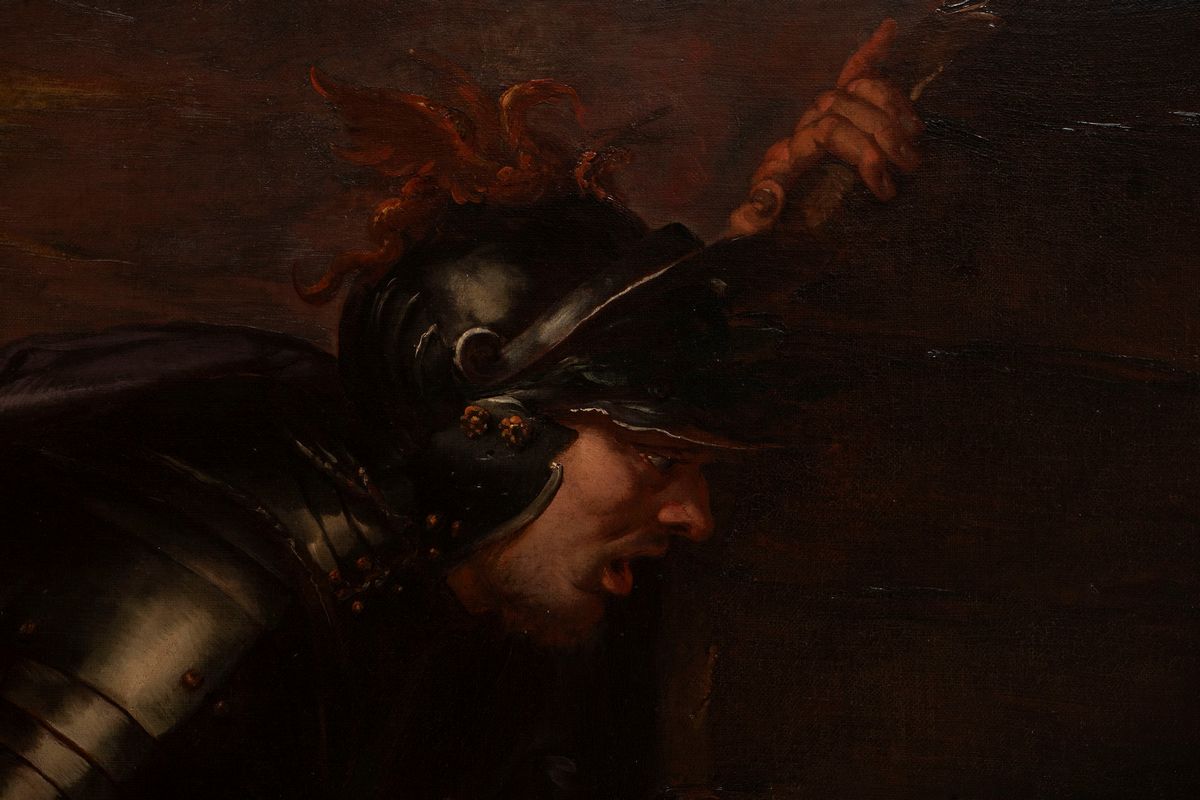 Giovanni Battista Langetti - Diogene e Alessandro Magno, olio su tela