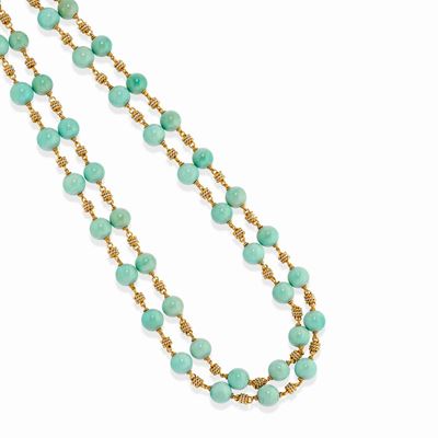 Collana in oro bicolore 18k con turchesi