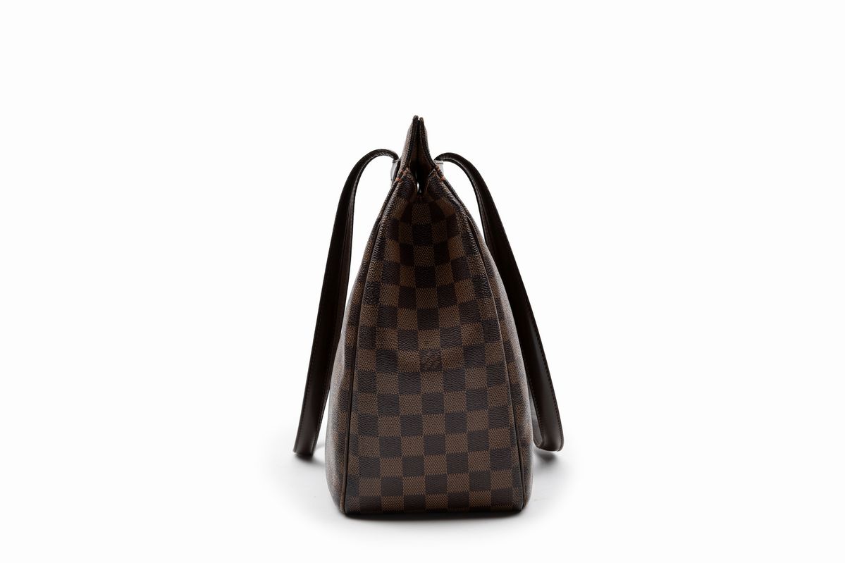 Louis Vuitton - Borsa shopper con doppi manici in pelle Damier Ebène, cm 40