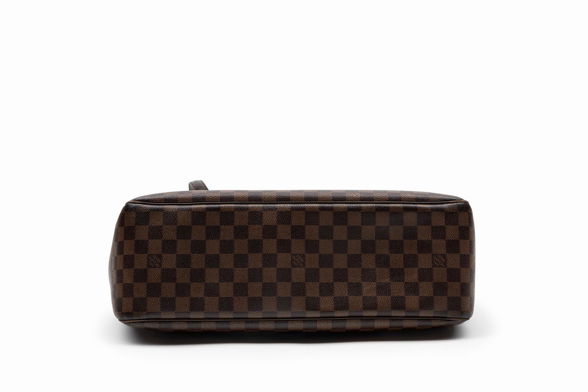 Louis Vuitton - Borsa shopper con doppi manici in pelle Damier Ebène, cm 40