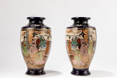 Vasi in ceramica Satsuma, Giappone, fine XIX secolo