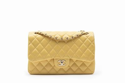 Borsa in pelle giallo polline matelassé con tracolla