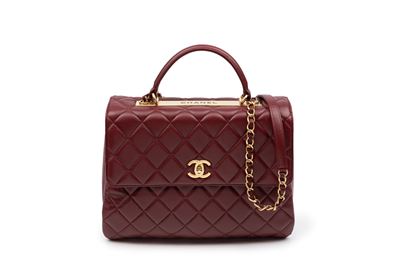 Borsa Trendy, pelle matelassé bordeaux con tracolla staccabile