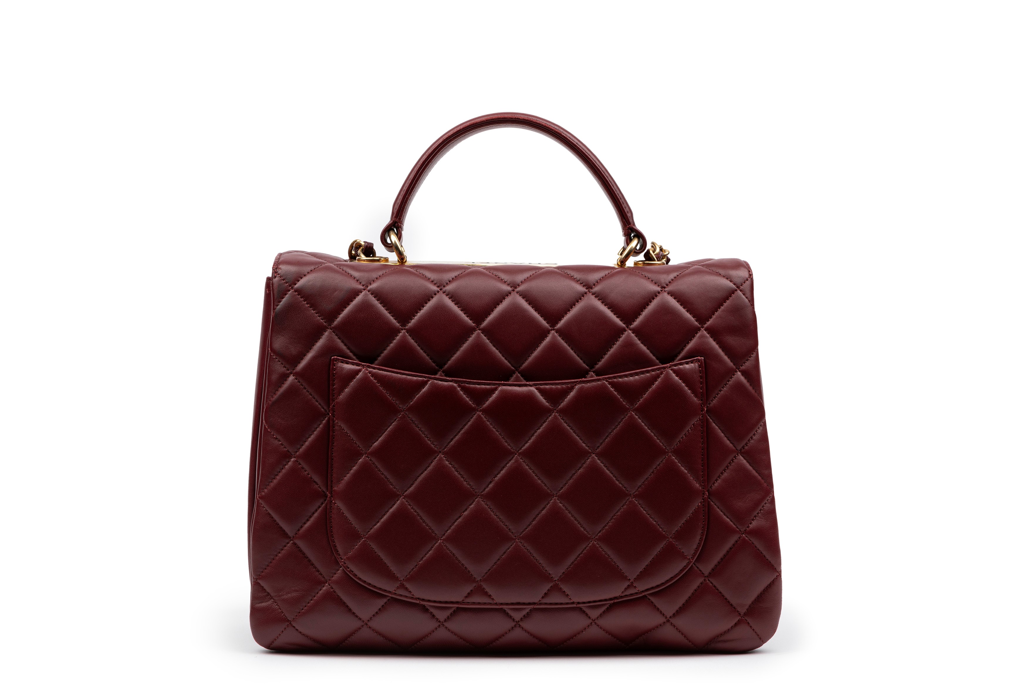 Chanel - Borsa Trendy, pelle matelassé bordeaux con tracolla staccabile