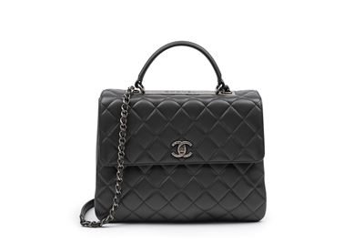 Borsa Trendy, pelle matelassé color antracite con tracolla staccabile